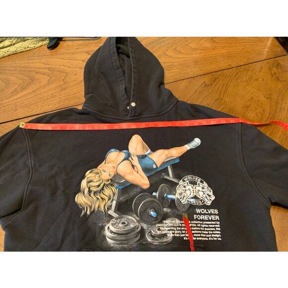 Darc Sport Wolves Black Hoodie  Sweatshirt Body Building Mens Large - Picture 7 of 8